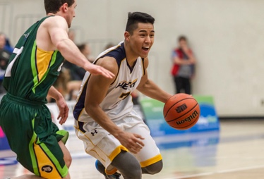 Students playing basketball