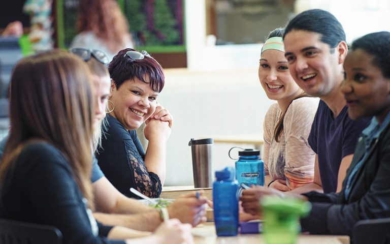 Group of UBC students in University Centre on the Okanagan campus