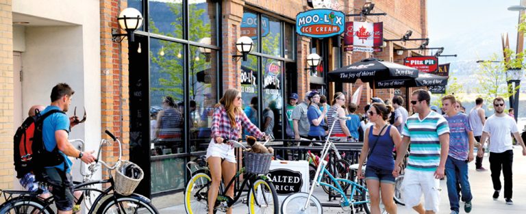 shops and restaurants in downtown Kelowna
