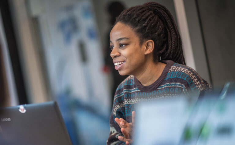 Student on her computer