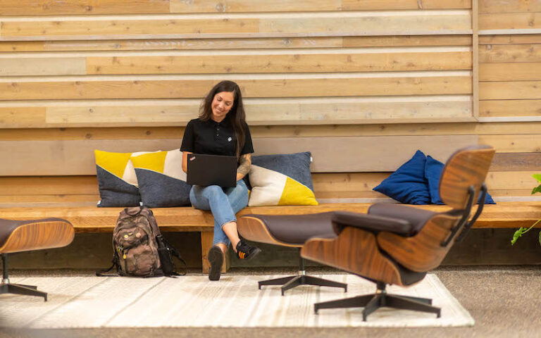 Student on her laptop