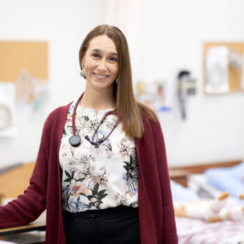 Ashley in the nursing lab at UBC Okanagan