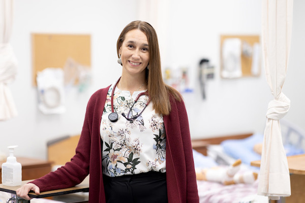 Ashley in the nursing lab at UBC Okanagan
