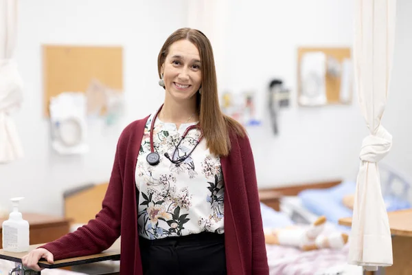 Ashley in the nursing lab at UBC Okanagan